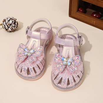Rhinestones tüdrukute sandaalid väikeste tüdrukute Baotou lastejalatsid 2025. aasta suvine uus stiil Rhinestones stiilis naistejalatsid laste printsessikingad