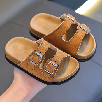 Laste Birkenstock kingad Suvine uus ülerõivas Avaleht Paksu tallaga Birkenstock lapsevanema-lapse poolsussid Laisad kingad Väikesed ja keskmise suurusega laste sussid