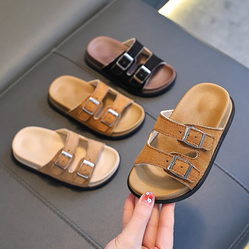 Laste Birkenstock kingad Suvine uus ülerõivas Avaleht Paksu tallaga Birkenstock lapsevanema-lapse poolsussid Laisad kingad Väikesed ja keskmise suurusega laste sussid