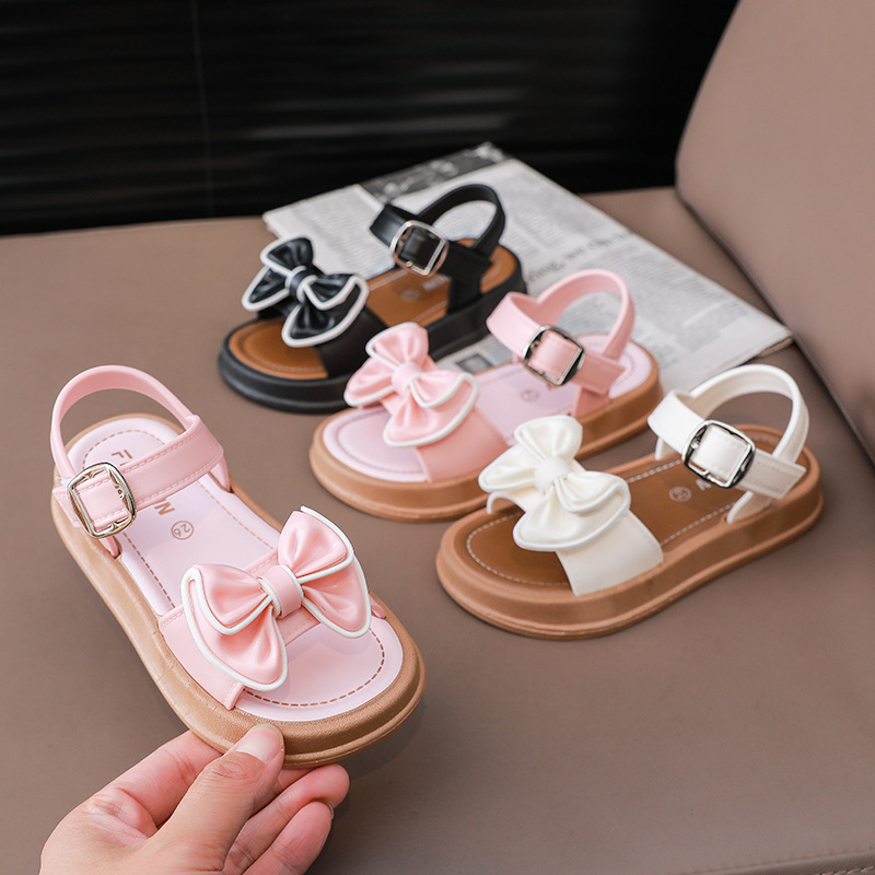 Fete sandale de vară cu arc și prințesă, sandale cu velcro, nou-nouț, ținute pentru elevi, sandale cu velcro, toate potrivirea, fete