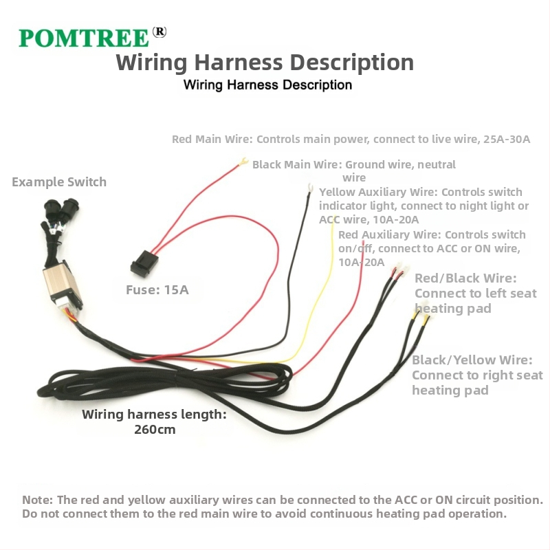 Неутрален модел нагревател за автомобилна седалка с 12V мини тристепенен превключвател с памет 25W нагревателна подложка от алуминиева тел