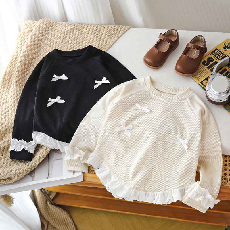 Тениска с дълъг ръкав за момичета 2025 Нов стил А-клас Топ есенни дрехи Корейски стил Модно детско облекло Пролетна и есенна базова риза Детско облекло