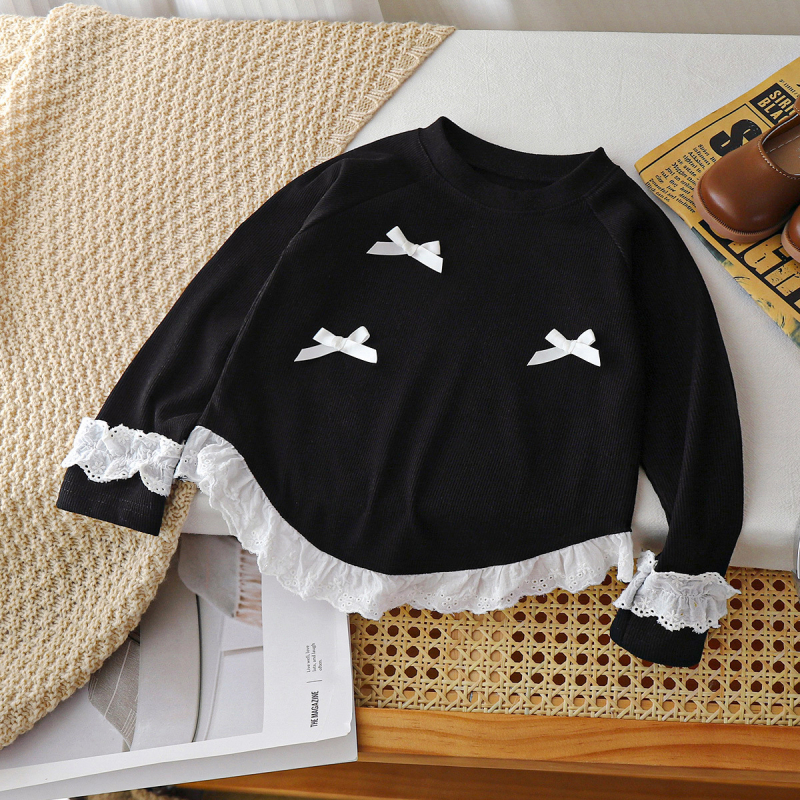 Тениска с дълъг ръкав за момичета 2025 Нов стил А-клас Топ есенни дрехи Корейски стил Модно детско облекло Пролетна и есенна базова риза Детско облекло