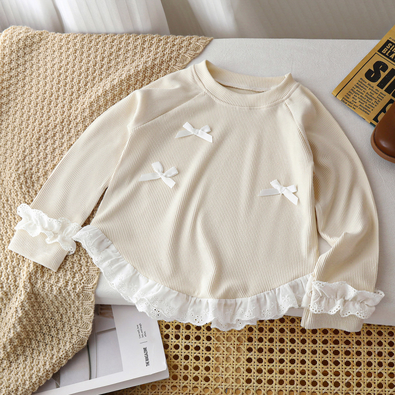 Тениска с дълъг ръкав за момичета 2025 Нов стил А-клас Топ есенни дрехи Корейски стил Модно детско облекло Пролетна и есенна базова риза Детско облекло