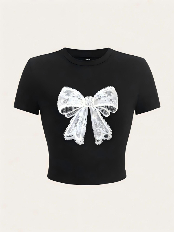 Дамско облекло от трансграничен пазар AliExpress ebay Най-продавани персонализирани букви с лозунг BITE ME, принт с пеперуда и пъп, с къс ръкав