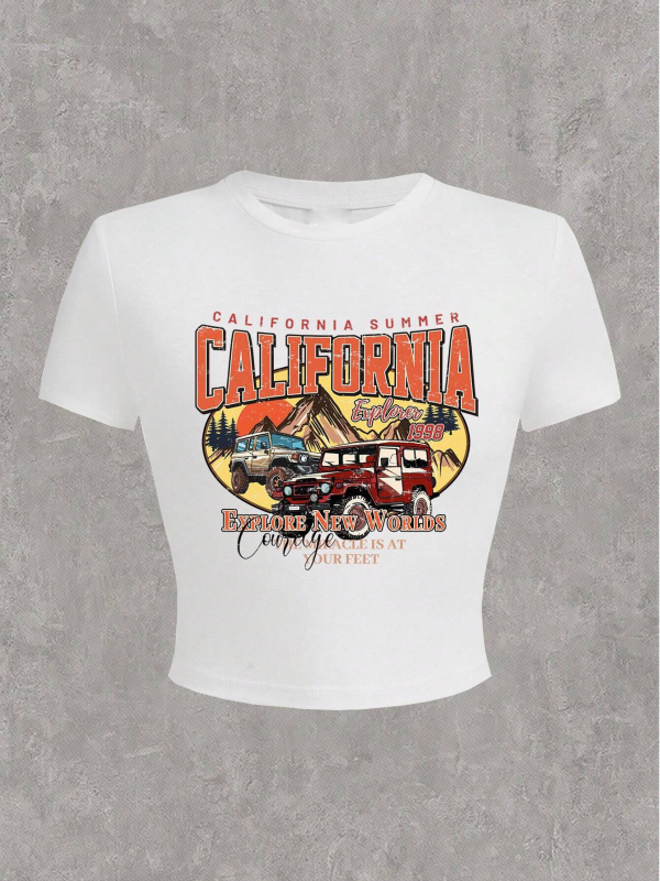 Дамско облекло от трансграничен пазар AliExpress ebay Най-продавани персонализирани букви с лозунг BITE ME, принт с пеперуда и пъп, с къс ръкав