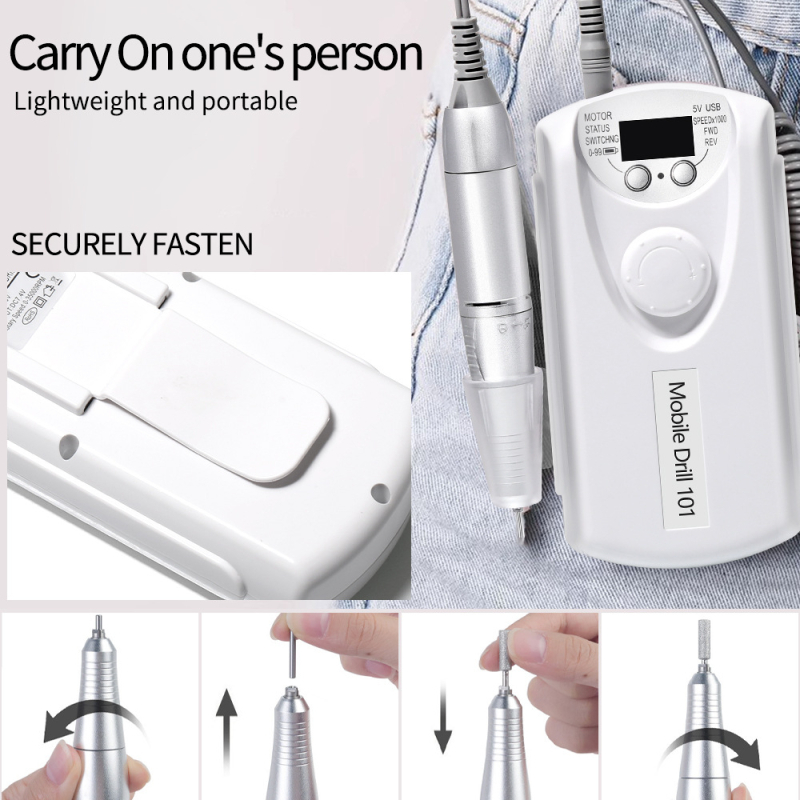 Įkraunamas 101 nagų šlifuoklis elektrinis nagų šlifuoklis su akumuliatoriaus nagų šlifuokliu nagų paviršiaus poliravimo nagų šalinimo įrankis