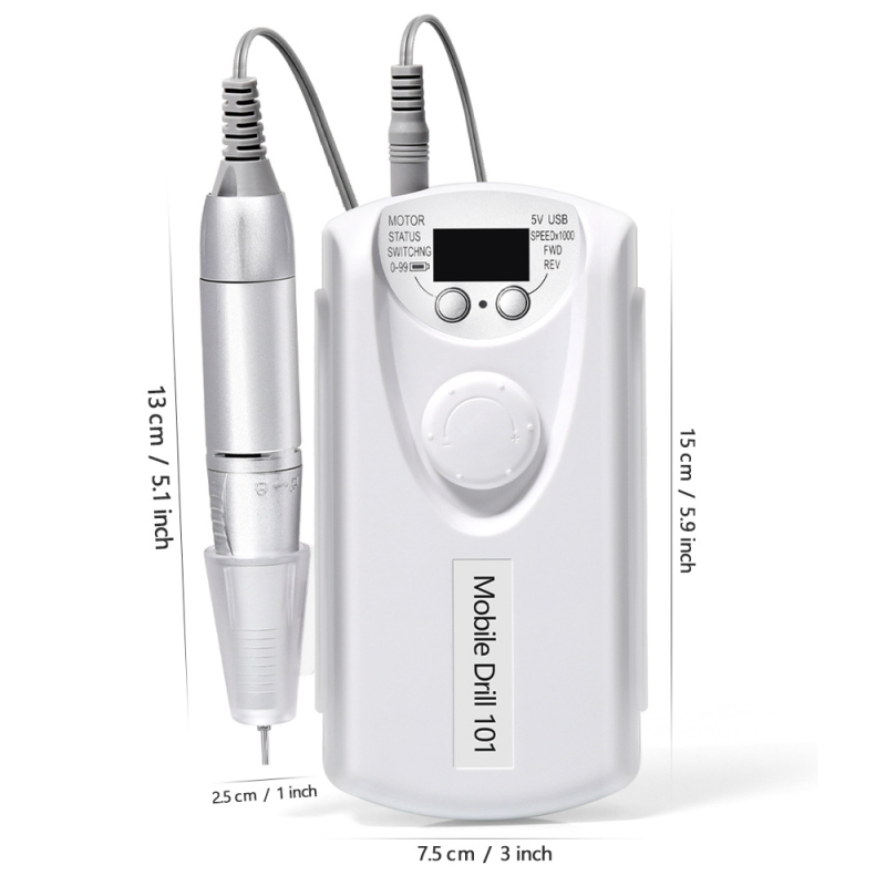 Įkraunamas 101 nagų šlifuoklis elektrinis nagų šlifuoklis su akumuliatoriaus nagų šlifuokliu nagų paviršiaus poliravimo nagų šalinimo įrankis