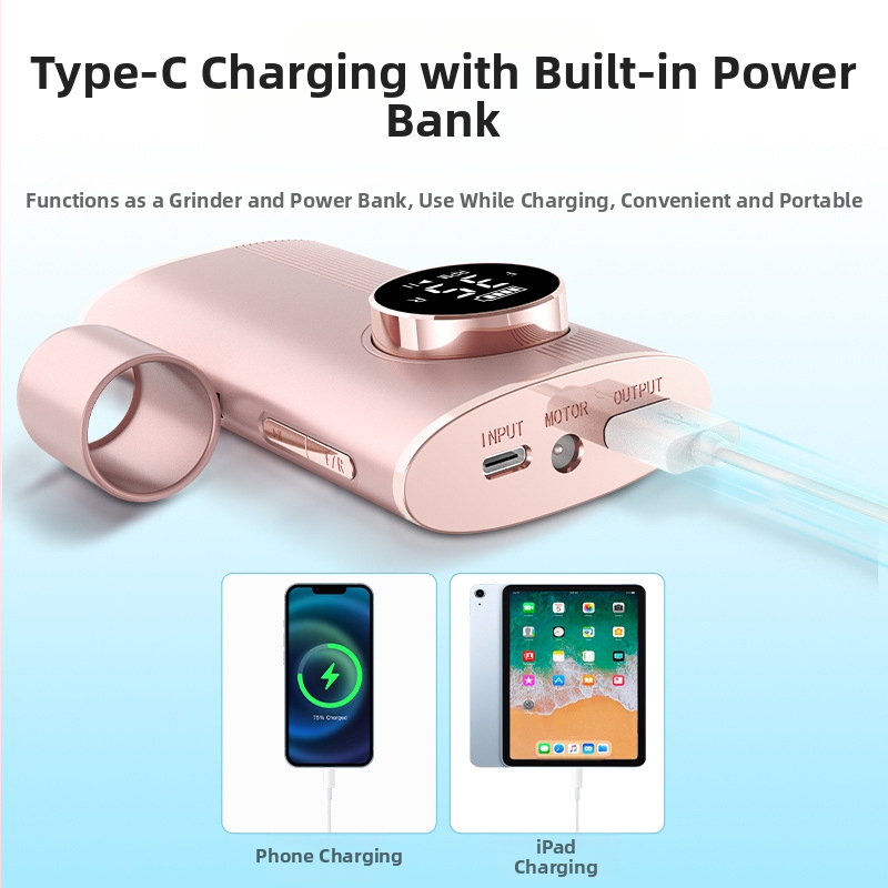 Powerbanka, leštička na nechty, všetko v jednom, leštenie a odstraňovanie laku na nechty a odstraňovanie odumretej kože, nabíjateľná prenosná multifunkčná manikúra