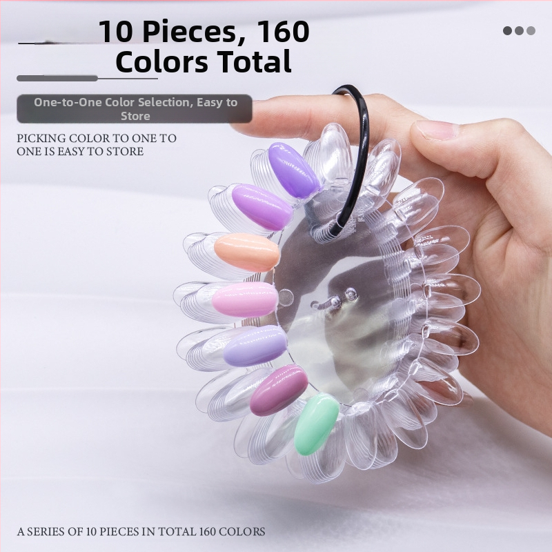 Oválna forma na nechty, farebná karta na nechtové umenie, nácvik práce s nechtovým umením, 16 farieb, malá oválna farebná karta, farebná tabuľa na nechtové umenie