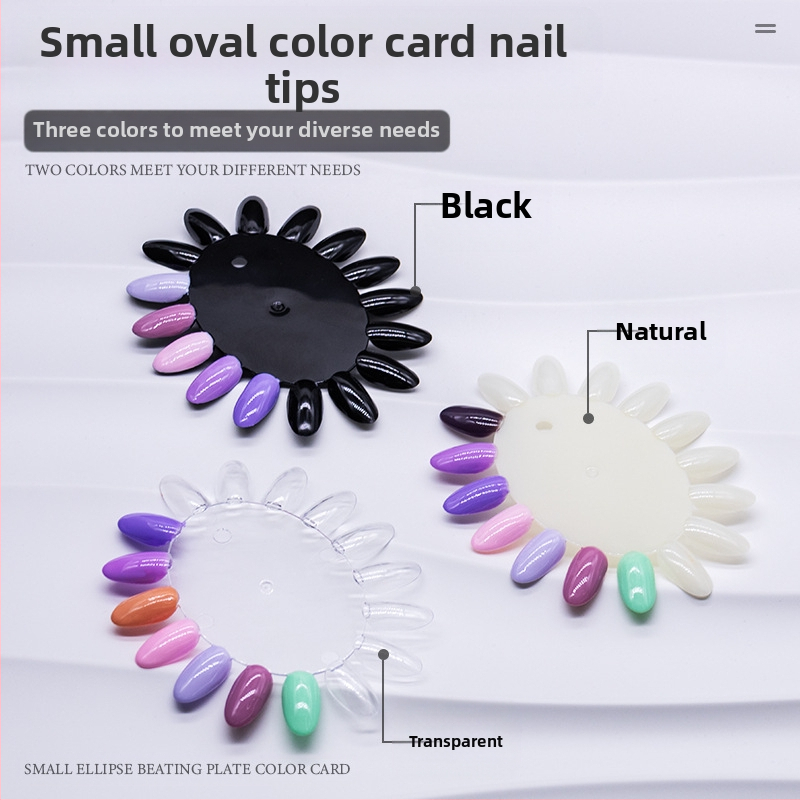 Oválna forma na nechty, farebná karta na nechtové umenie, nácvik práce s nechtovým umením, 16 farieb, malá oválna farebná karta, farebná tabuľa na nechtové umenie