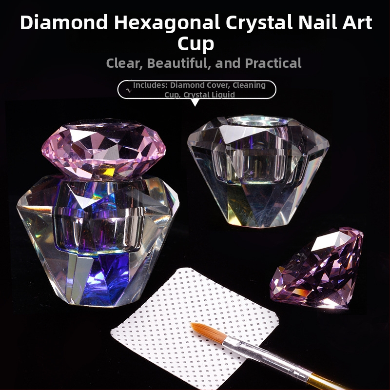 Luxusný diamantový krištáľový pohár na nechty, vynikajúci vysoko priepustný diamantový magický krištáľový tekutý pero na umývanie šperkov