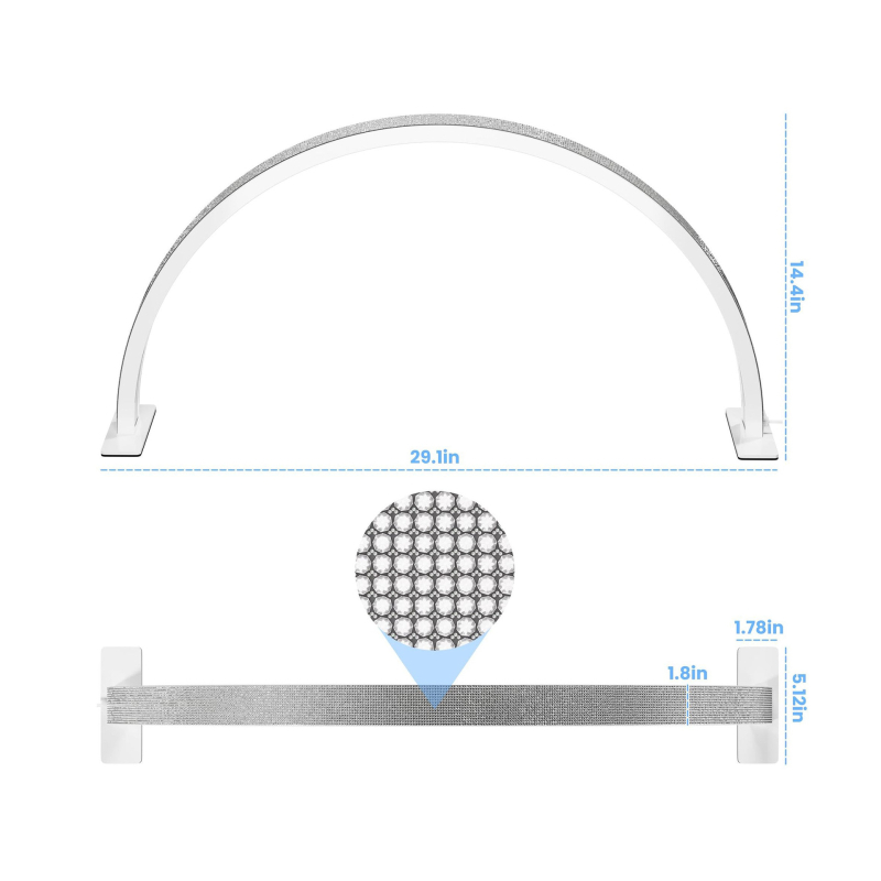 Pusmėnulio formos grožio lempa su rombo formos siuvinėjimu, grožio salono stalinė lempa blakstienoms ir manikiūrui, U formos akių apsaugos lemputė