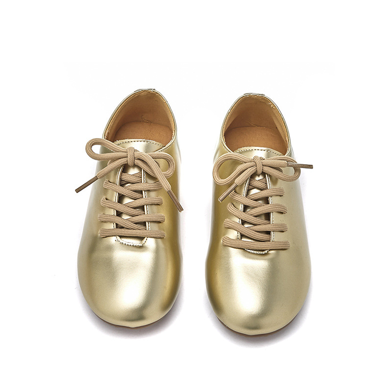 Шампанско цвят Модни момичета Единични обувки с връзки Леки детски ежедневни обувки от Близкия изток Детски празнични подаръчни обувки