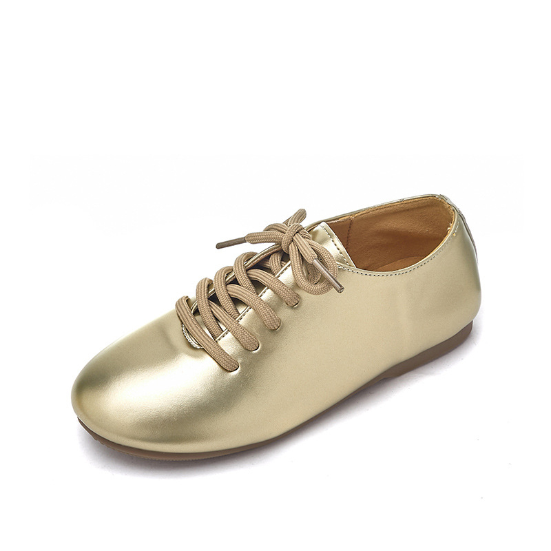 Шампанско цвят Модни момичета Единични обувки с връзки Леки детски ежедневни обувки от Близкия изток Детски празнични подаръчни обувки