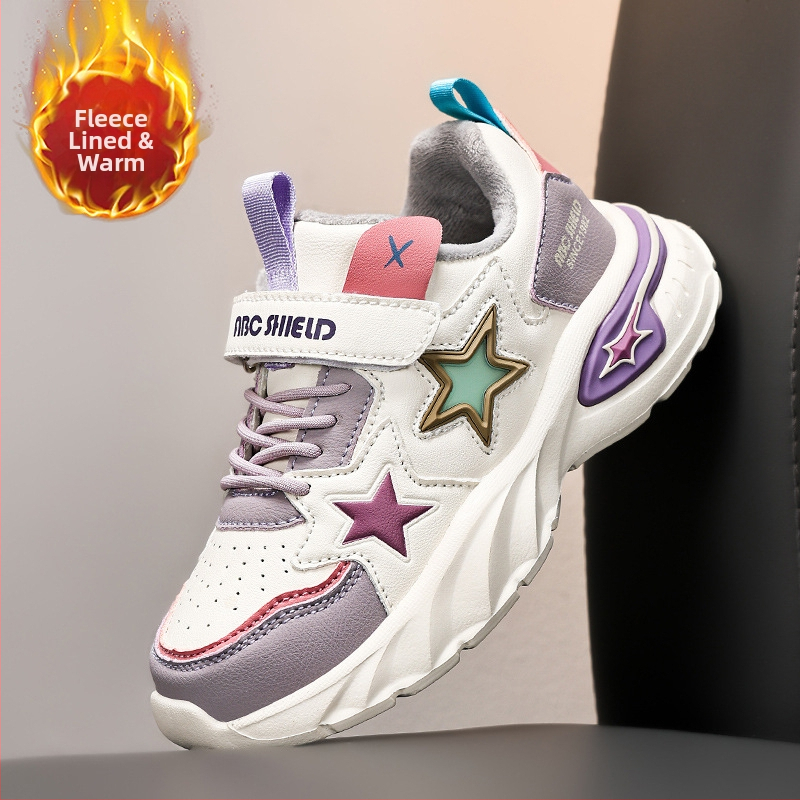 Детски обувки за момчета и момичета, нови есенни и зимни, топли, с полар, единични и двойни памучни обувки за ученици, ежедневни детски обувки