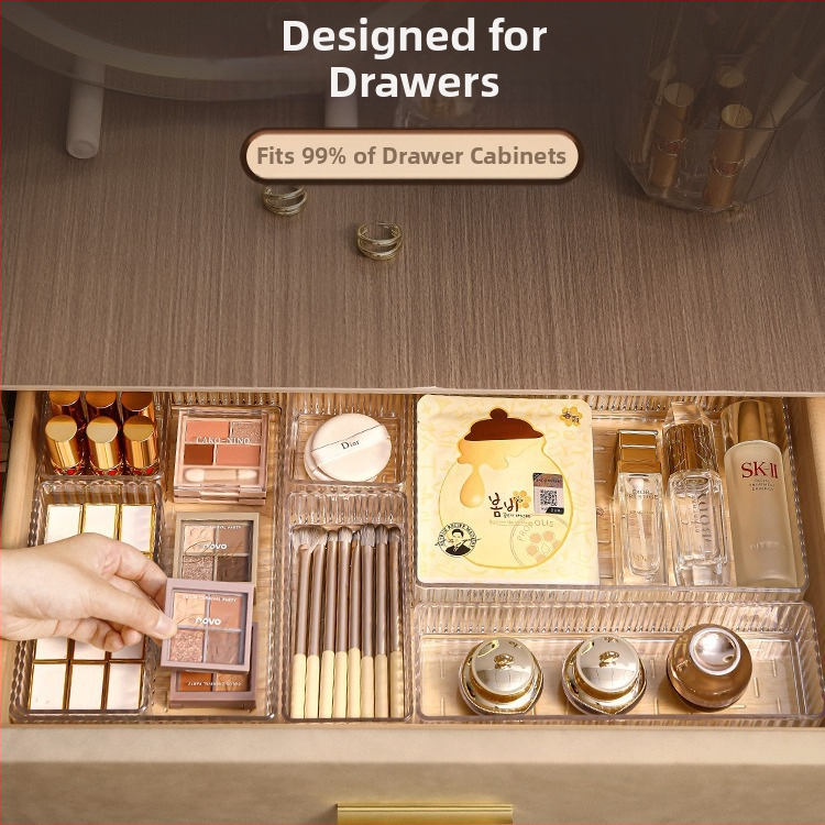 Kozmetická malá krabička s priehradkami na toaletný stolík, starostlivosť o pleť, očný tieňogram, kartotéka, vstavaná zásuvka na rúž