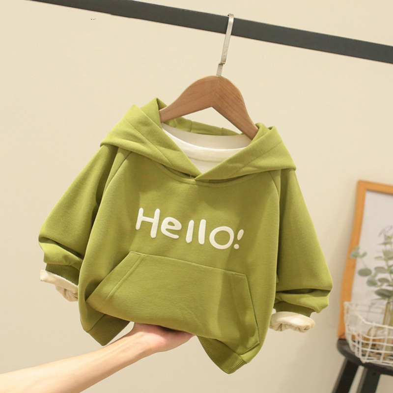 Laste kampsunid Poiste ja tüdrukute kevad- ja sügisrõivaste särk Beebi kapuutsiga pluus Laste sametist Korea stiilis moodsad riided