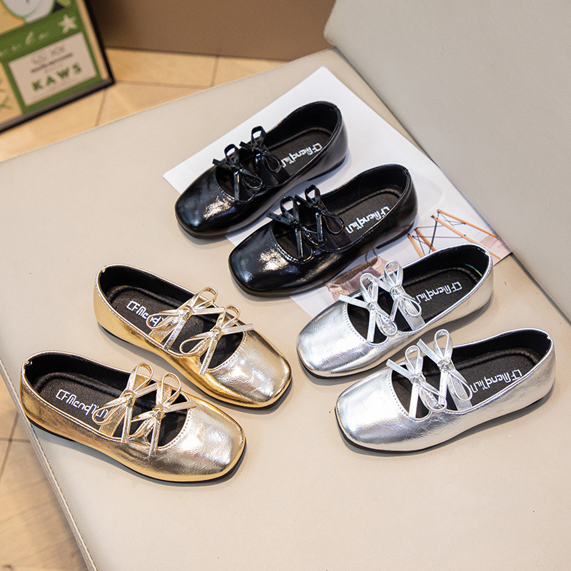 Детски момичешки универсални обувки с мека подметка, еднослойни, за момичета, пролет и есен, ново пристигане, стилни кожени обувки с плитка уста за бебета, за представяне на малки момиченца