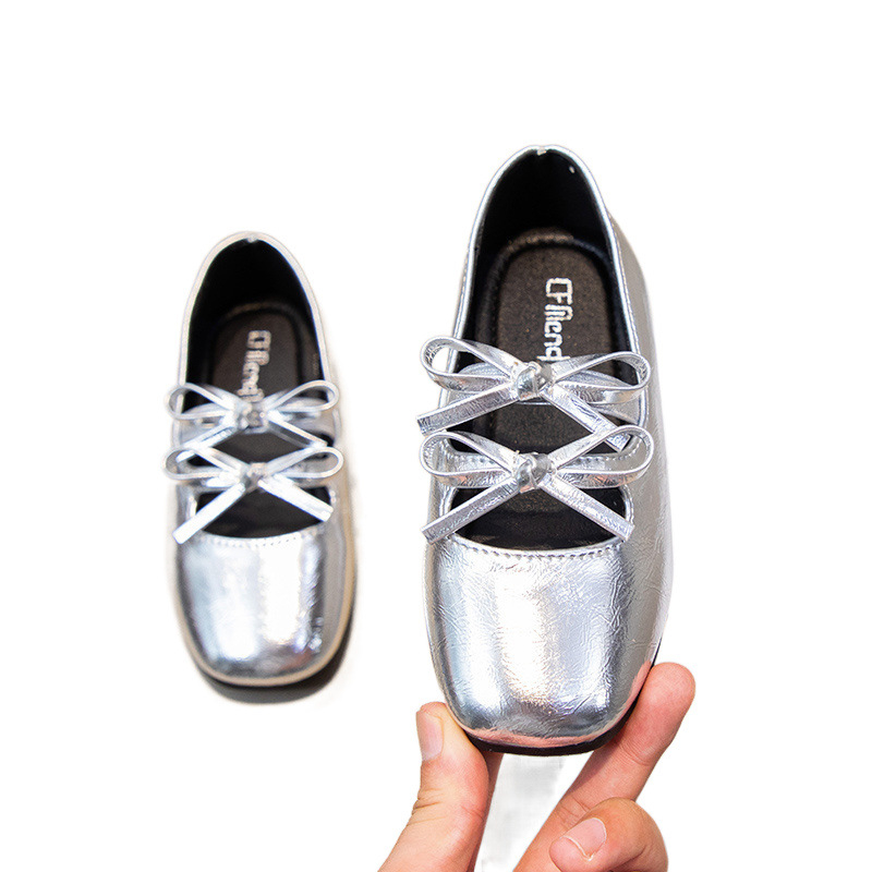 Детски момичешки универсални обувки с мека подметка, еднослойни, за момичета, пролет и есен, ново пристигане, стилни кожени обувки с плитка уста за бебета, за представяне на малки момиченца