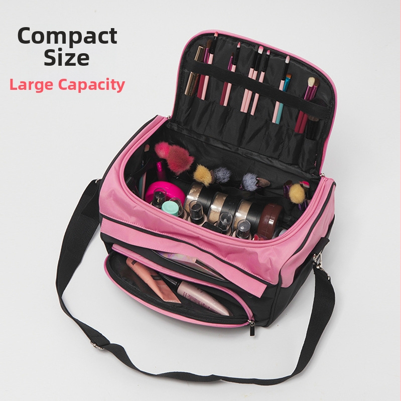 Prenosná kozmetická taška na make-up s viacerými štetcami pre ženy, veľkokapacitná profesionálna make-up taška na make-up a taška na tetovanie
