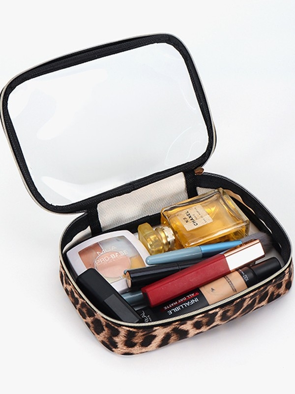Нова козметична чанта с леопардов принт, чанта за съхранение, преносима, прозрачна чанта за тоалетни принадлежности за жени, международна търговия, електронна търговия на едро