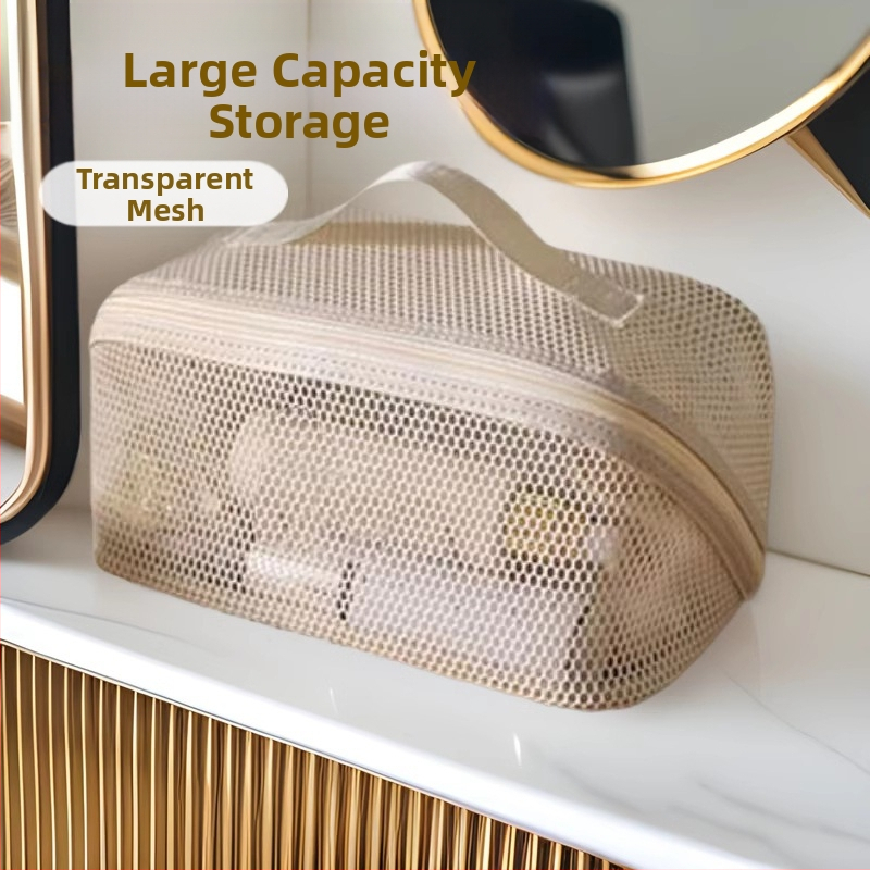 Prenosná multifunkčná cestovná taška na toaletné potreby s priečkami, veľkokapacitná sieťovaná kozmetická taška pre ženy, nový produkt od CrossBorder