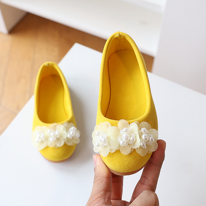 Jauni bērnu apavi meiteņu princeses apavi pavasara un rudens zamšādas ziedu neslīdoši plakani dibena deju priekšnesuma bērnu apavi mīksti dibena