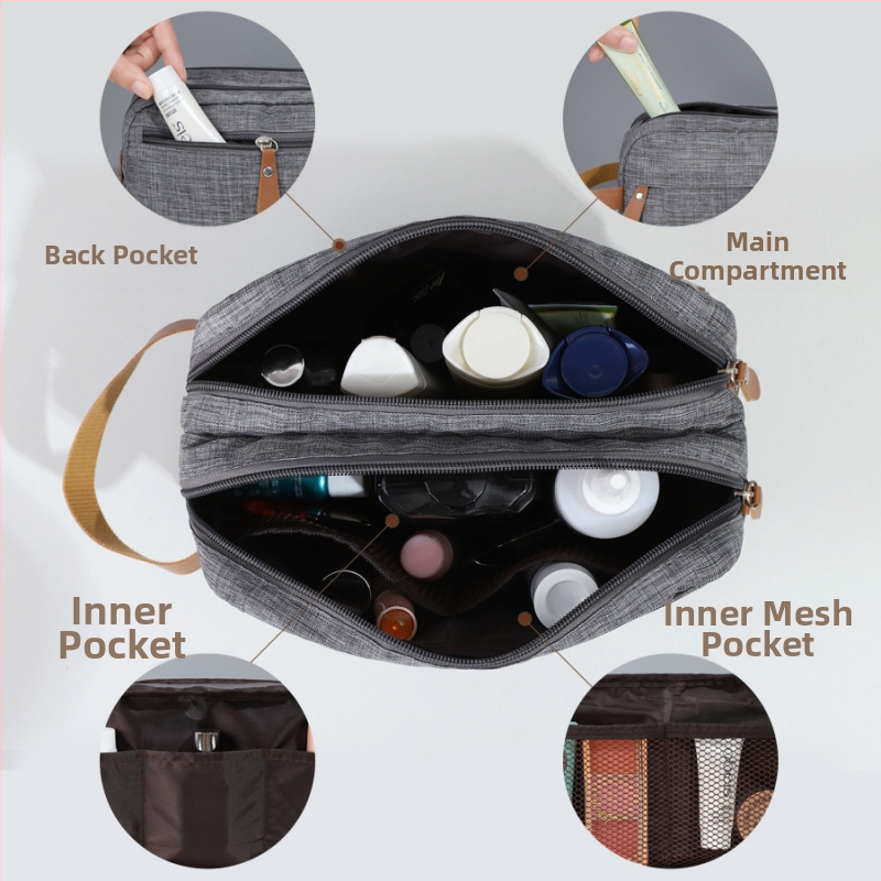 Katiónová cestovná úložná taška, delená toaletná taška, prenosná kozmetická taška s veľkou kapacitou, pánska služobná cesta