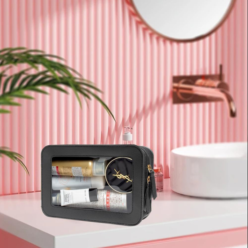 Pārrobežu divpusēja caurspīdīga kosmētikas maciņa, tualetes piederumu soma, mājsaimniecības uzglabāšanas kosmētika, kosmētikas soma, lielas ietilpības ūdensnecaurlaidīga kosmētikas soma