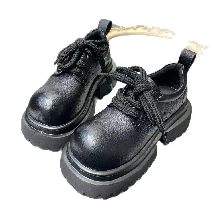 Бели малки кожени обувки с връзки за жени, пролет и лято 2025, нови, универсални, ретро британски стил, дебели подметки, дебели токчета с поли за жени