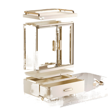 „Nkv“ makiažo laikymo dėžutė, pažangi lūpų dažų kosmetikos stalviršio dengta stalčių tipo dulkių tualetinis staliukas, didelė talpa