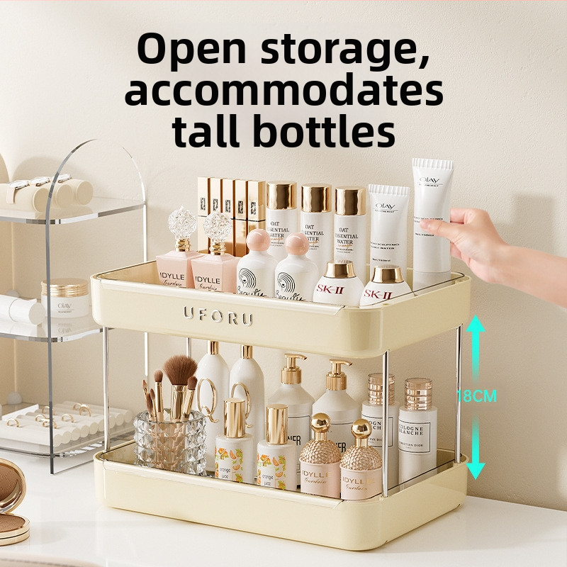 „Nkv“ makiažo laikymo dėžutė, pažangi lūpų dažų kosmetikos stalviršio dengta stalčių tipo dulkių tualetinis staliukas, didelė talpa