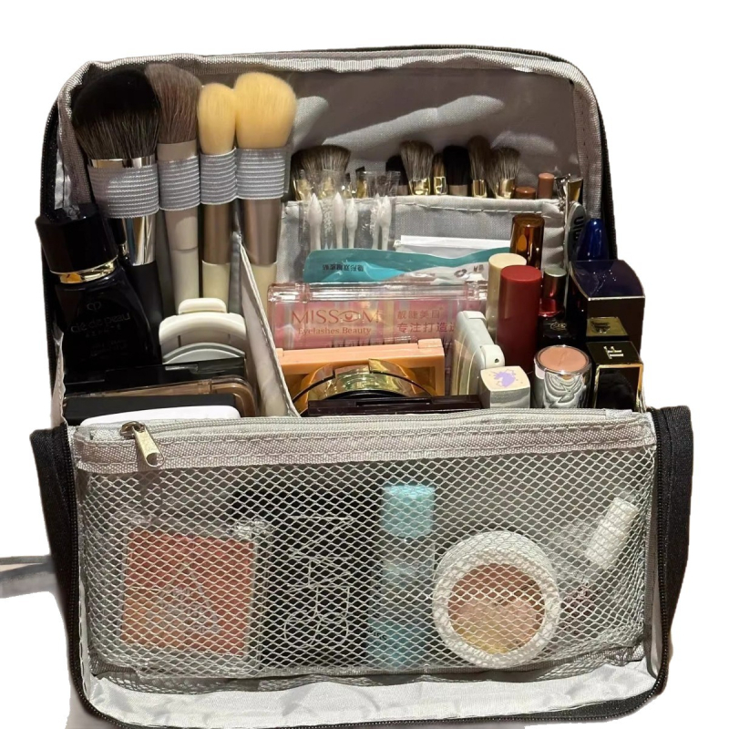 2025. gada jauna lielas ietilpības saliekamā kosmētikas soma, sieviešu ceļojumu kosmētikas pārnēsājama uzglabāšanas soma, rokas kosmētikas otu soma