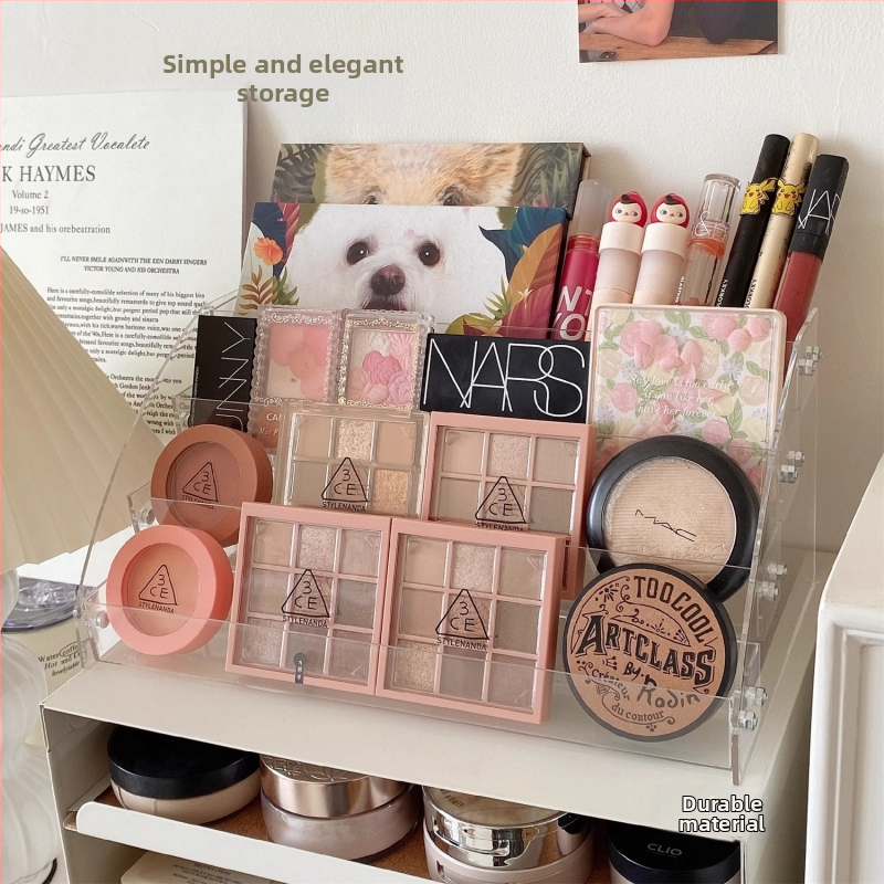 Kozmetická polica na stôl, úložný box na rúž, očné tiene, tanier na líčenie, toaletný stolík, akrylová polica na výstavu Wang Xiaoxiang