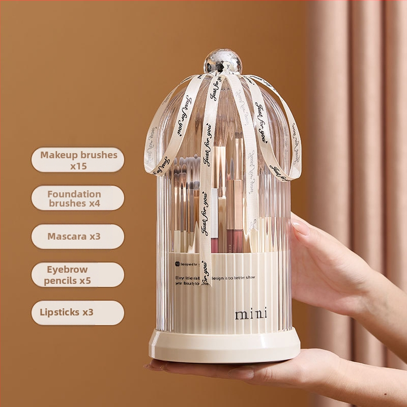 Rotačný úložný box na kozmetiku, viacvrstvový úložný valec na pero na obočie, stolový toaletný stolík, držiak na pero, úložný stojan na rúž, rôzne drobnosti