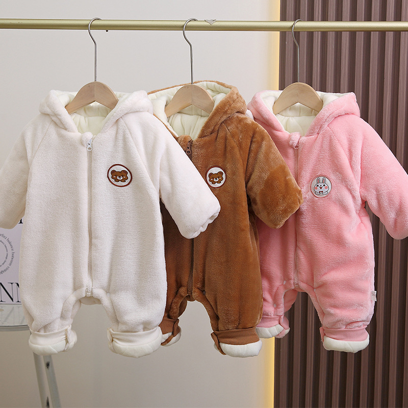 Xinyi mazuļu kombinezons vīriešu un sieviešu mazuļu kapuces kombinezons rudens un ziemas biezs silts jaundzimušo izbraucienu kombinezons