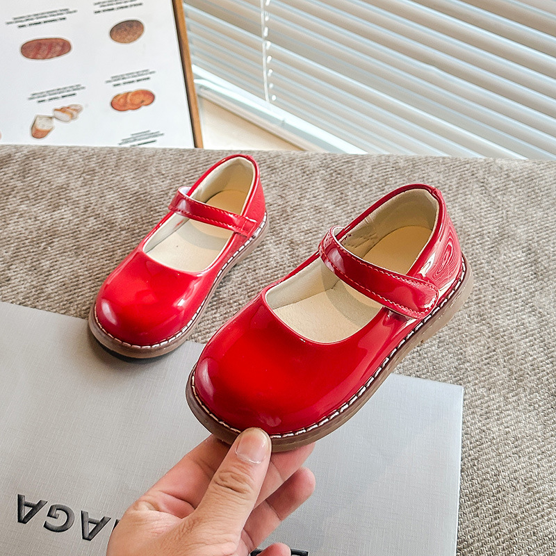 Кожени обувки за бебешки момичета, модни детски обувки, нови пролетни и есенни обувки с мека подметка, черни, за момичета, принцесни обувки, модерни