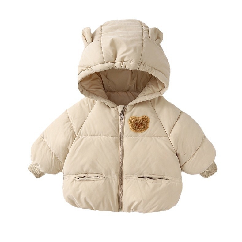 2025 Nova dječja perjana jakna za jesen i zimu, pamučna jakna s crtanim ušima za muškarce i žene, bebe i djecu srednje dobi, pamučna jakna s kapuljačom