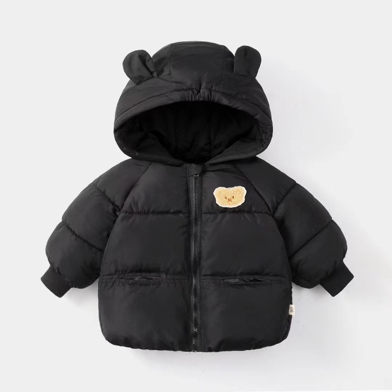 2025 Nova dječja perjana jakna za jesen i zimu, pamučna jakna s crtanim ušima za muškarce i žene, bebe i djecu srednje dobi, pamučna jakna s kapuljačom