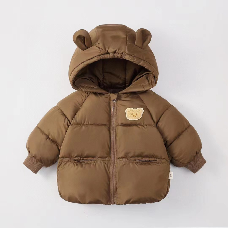 2025 Nova dječja perjana jakna za jesen i zimu, pamučna jakna s crtanim ušima za muškarce i žene, bebe i djecu srednje dobi, pamučna jakna s kapuljačom