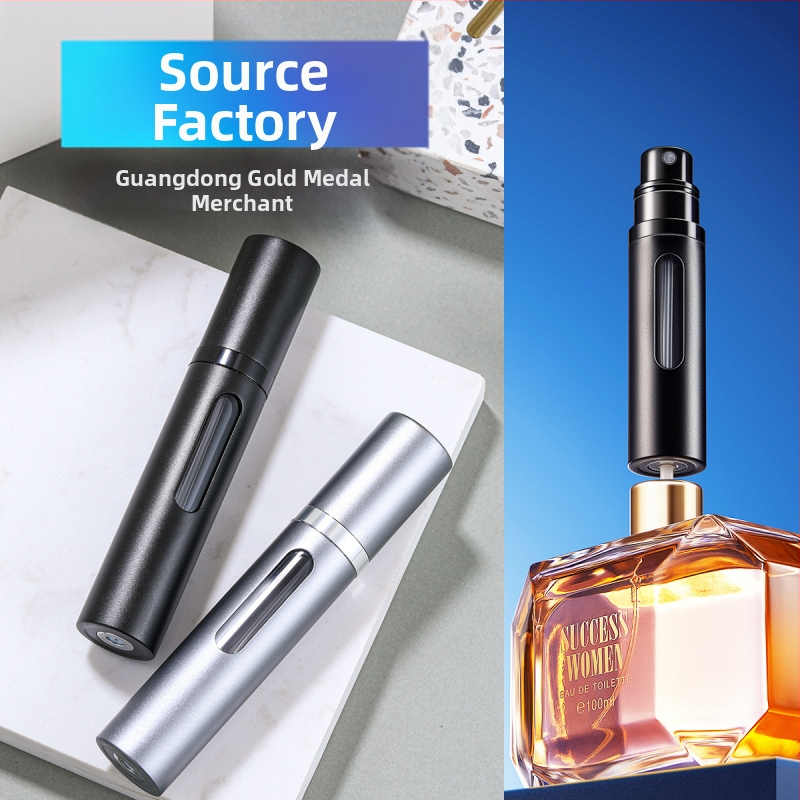 Sticlă de parfum cu autopompare, reciclabilă, din sticlă naturală de 5 ml, cu umplere prin fund, sticlă de parfum cu pulverizator portabilă