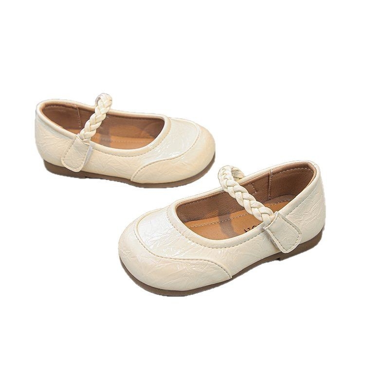 Tüdrukute nahast kingad 2025. aasta kevadised ühekordsed kingad Korea stiilis pehme tallaga laste printsessikingad lihtsad kõikvõimalikud kandilised suukingad