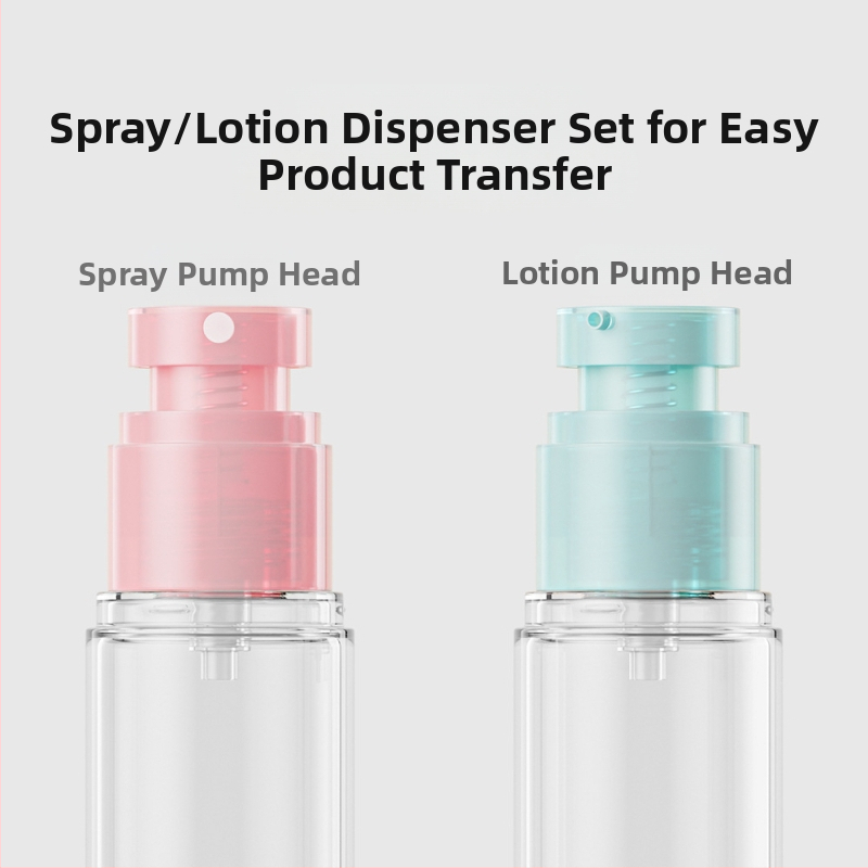 Комплект за пътуване с вакуумна бутилка, кутия за съхранение на козметика, бутилка с тонер, спрей, преса за лосион, преносима бутилка