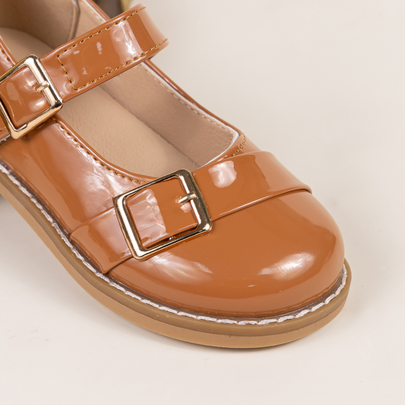 2025 Нови момичета принцесни обувки, прости, чисти цветове, препи стил, момичета от кожа, универсални лачени детски обувки, пролетни и есенни, за през граница