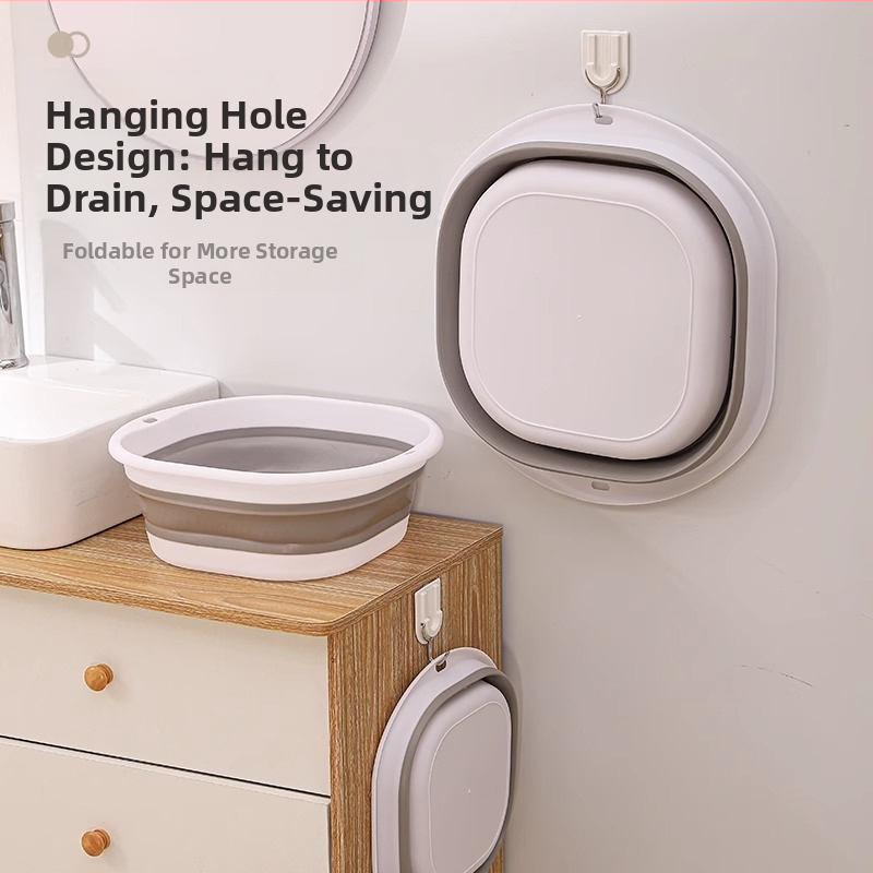 Сгъваема квадратна мивка, преносима, за пътуване, пластмасова сгъваема мивка, студентска спалня, спестяваща място, удебелена вана за крака