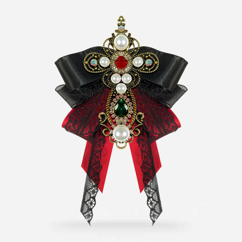 Stil european baroc vintage gotic cruce curte stil Lolita dantelă papion femeii broșă cu fundă mare