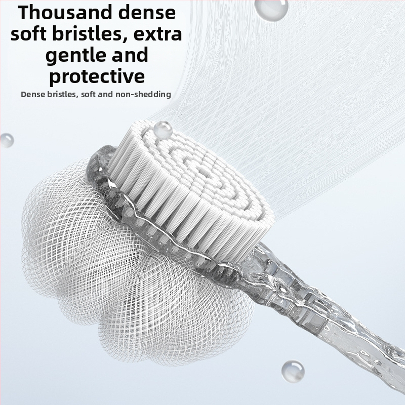 Trenie chrbta kúpeľňovej kefy nevyžaduje dlhú rukoväť, mäkkú kefu, obojstrannú kúpeľňovú kefu, bahno na odstránenie popola z chrbta kúpeľňovej kefy