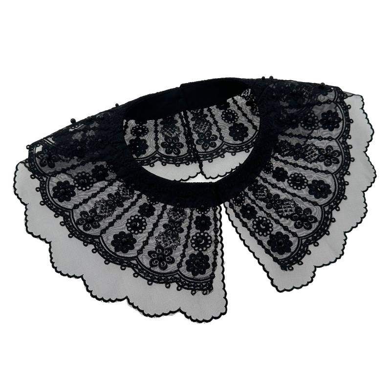 Фабричен самомаркетинг водоразтворим бродиран фалшив шал с малка фалшива яка, универсална дантелена яка, декоративен кух дантелен шал