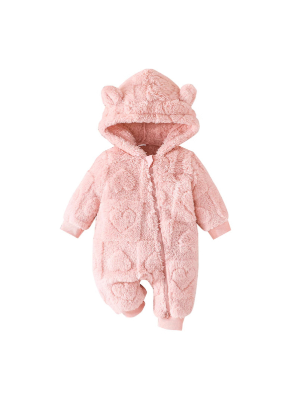 Трансграничен 25-годишен нов продукт Детски есенно-зимен популярен гащеризон с качулка и пухкави сърца за момичета с дълъг ръкав